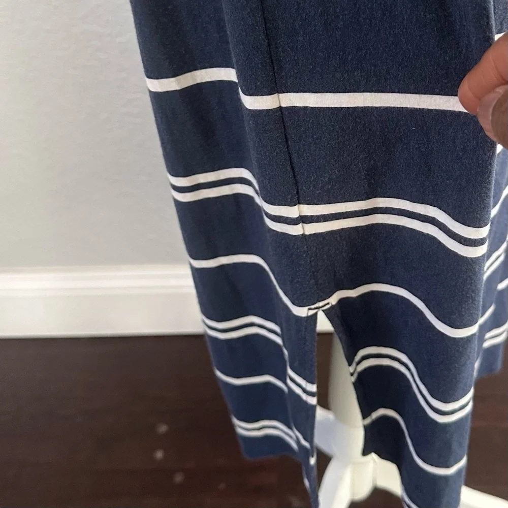 Athleta Blue Striped Racerback Midi Dress Drawstring Waist Size S - Picture 6 of 11